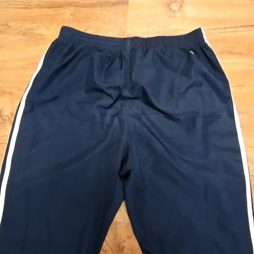 Adidas Mens Track Pants Navy Blue Striped Athletic Sportswear M Sweatpants